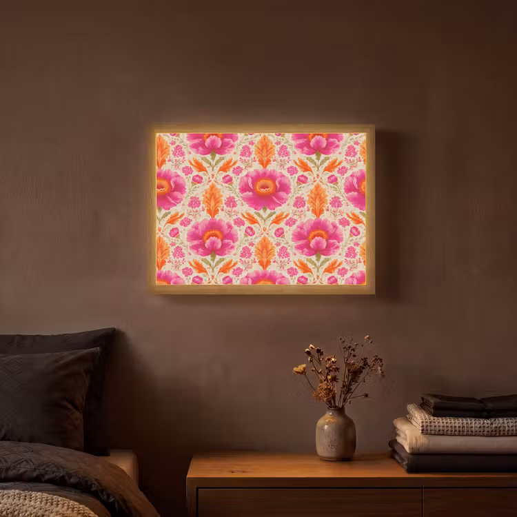 Lightbox - Wandlamp - Bloemen - Barok - Roze - Oranje — 3