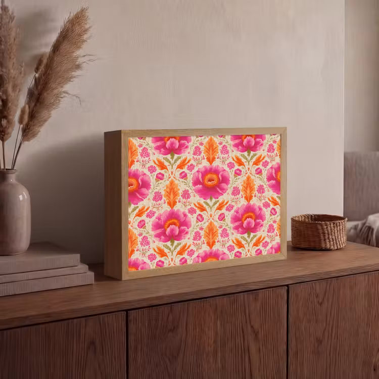 Lightbox - Wandlamp - Bloemen - Barok - Roze - Oranje — 4