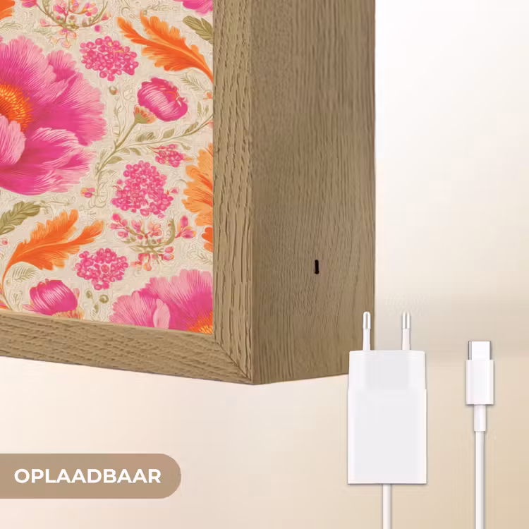 Lightbox - Wandlamp - Bloemen - Barok - Roze - Oranje — 7