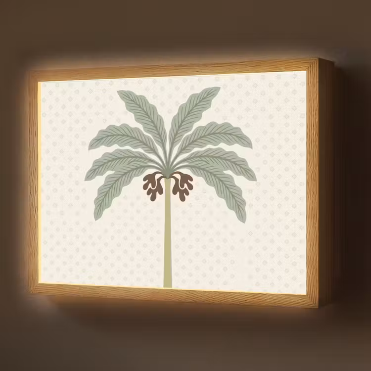 Lightbox - Wandlamp - Boom - Bladeren - Groen - Decoratief - Beige — 1