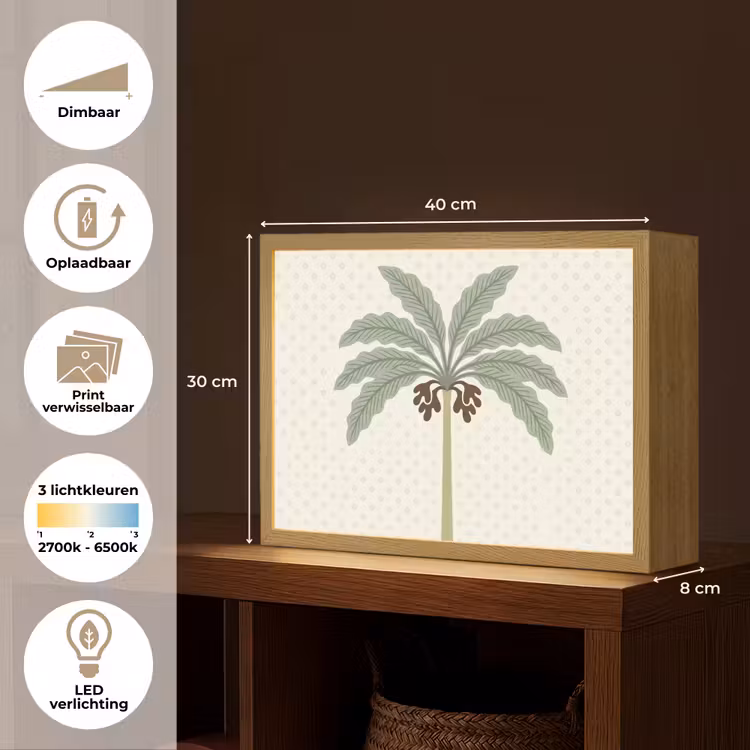 Lightbox - Wandlamp - Boom - Bladeren - Groen - Decoratief - Beige — 10