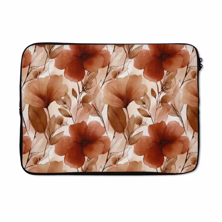 Laptophoes - Bloemen - Aquarel - Botanisch - Terracotta — 5