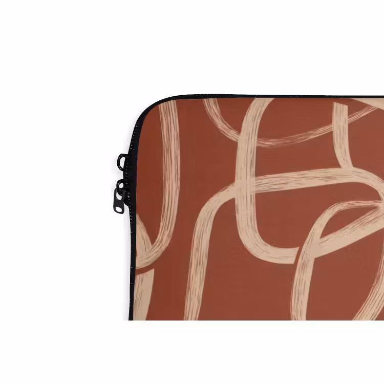 Laptophoes - Lijnen - Abstract - Organisch - Terracotta - Crème — 6