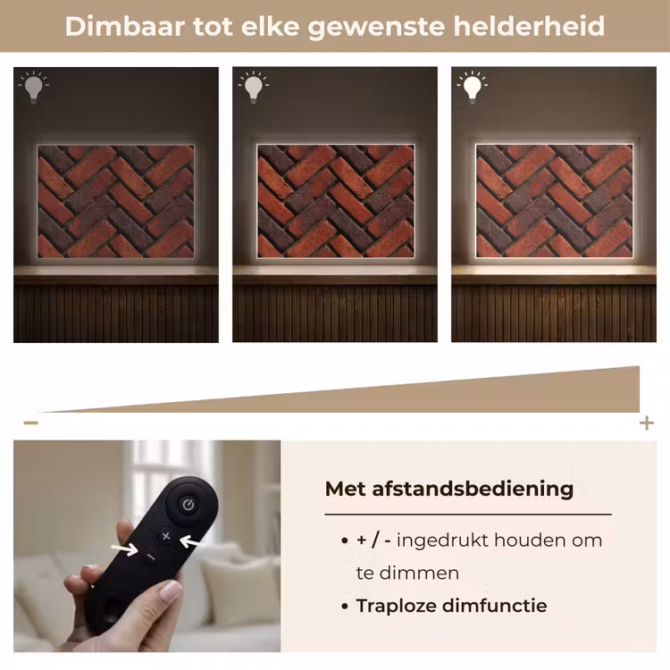 Lightbox - Wandlamp - Bakstenen - Visgraat - Structuur - Roodbruin — 9