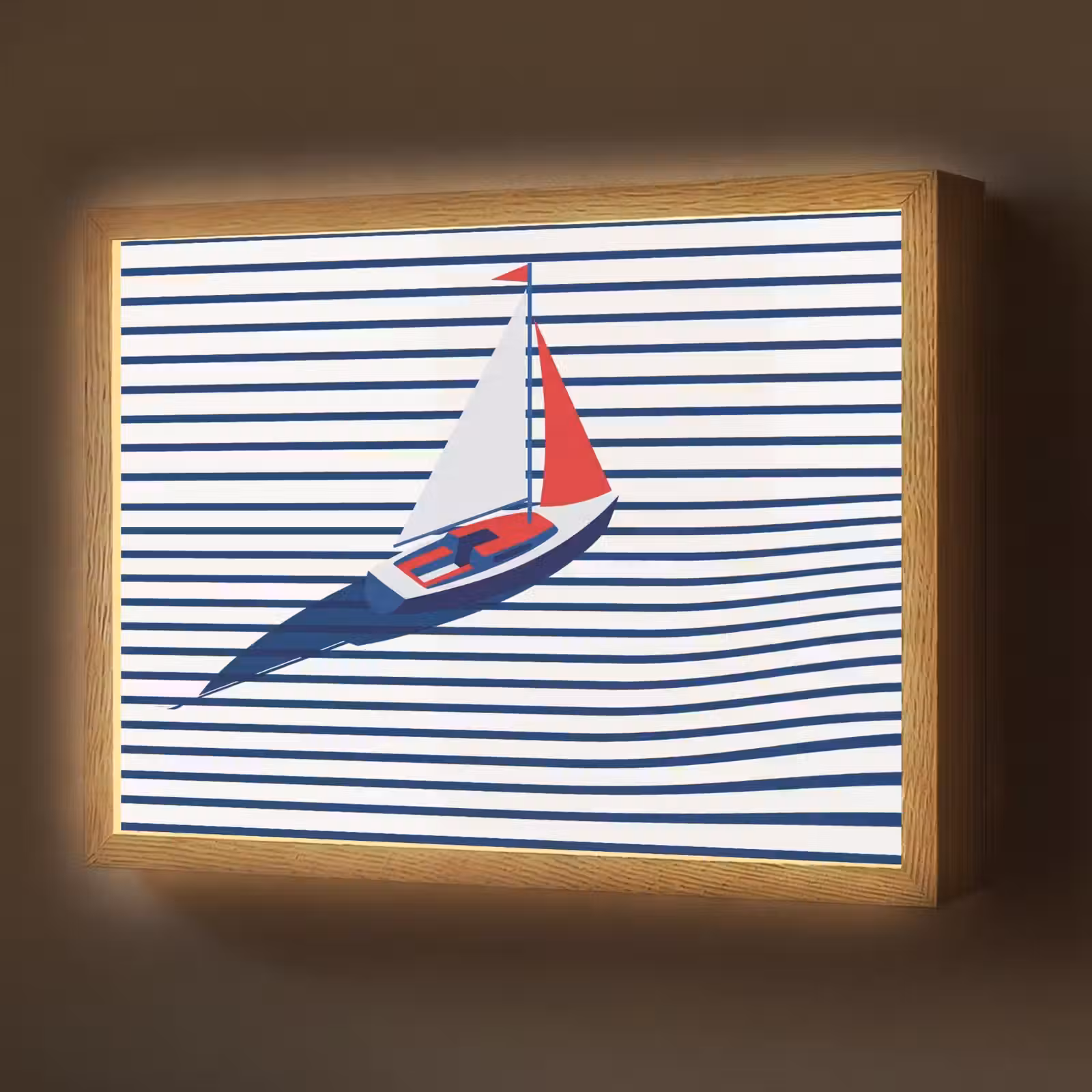 Lightbox - Wandlamp - Boot - Water - Abstract - Blauw — 1