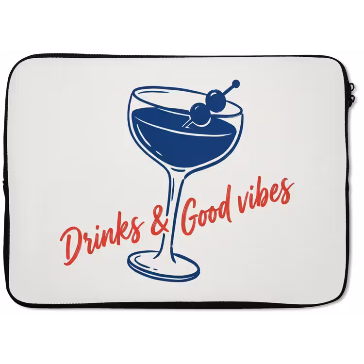Laptophoes - Cocktail - Glas - Illustratie - Blauw - Wit — 1