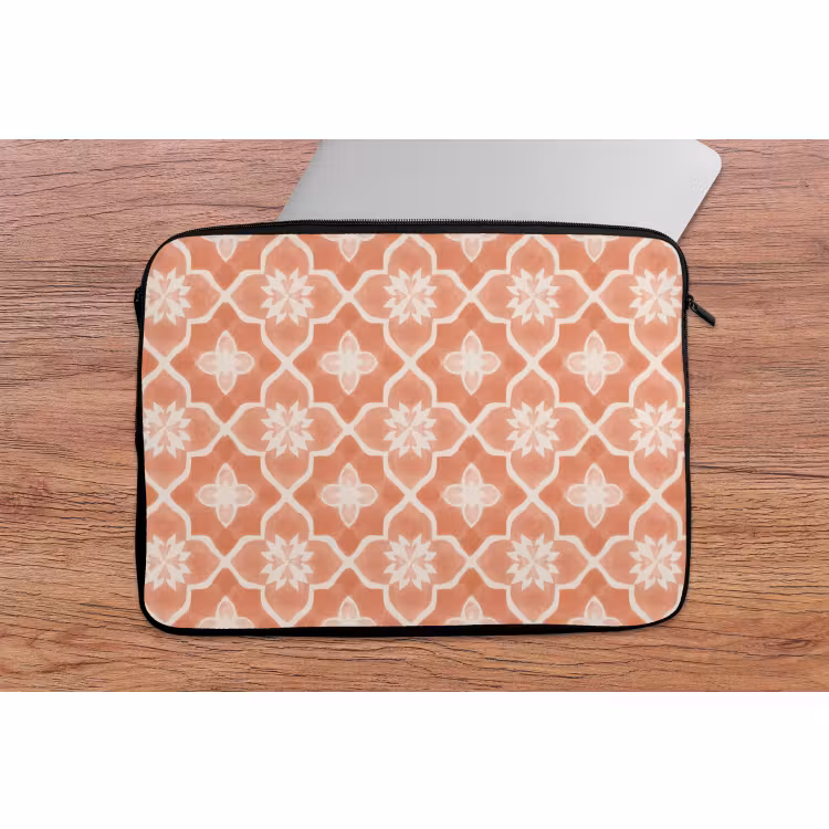 Laptophoes - Tegelpatroon - Arabesk - Vintage - Terracotta — 2