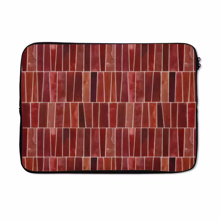 Laptophoes - Tegels - Modern - Structuur - Dieprood — 5
