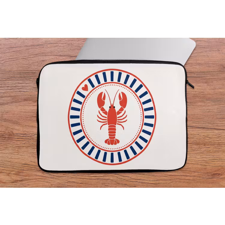 Laptophoes - Zeeleven - Kreeft - Embleem - Grafisch - Rood — 2