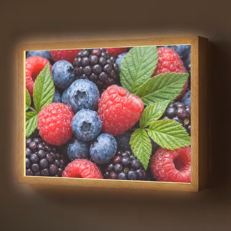 Lightbox - Wandlamp - Bessen - Vers - Waterdruppels - Kleurrijk - Eten — 1