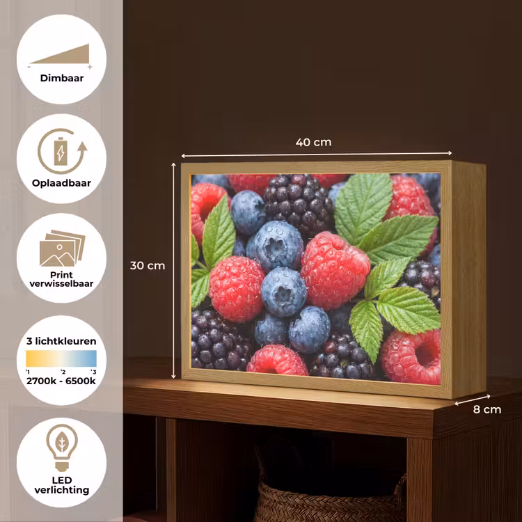 Lightbox - Wandlamp - Bessen - Vers - Waterdruppels - Kleurrijk - Eten — 10