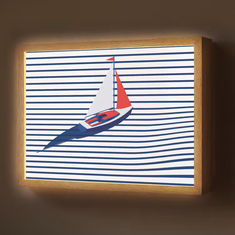 Lightbox - Wandlamp - Boot - Water - Abstract - Blauw — 1