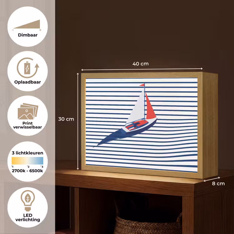Lightbox - Wandlamp - Boot - Water - Abstract - Blauw — 10