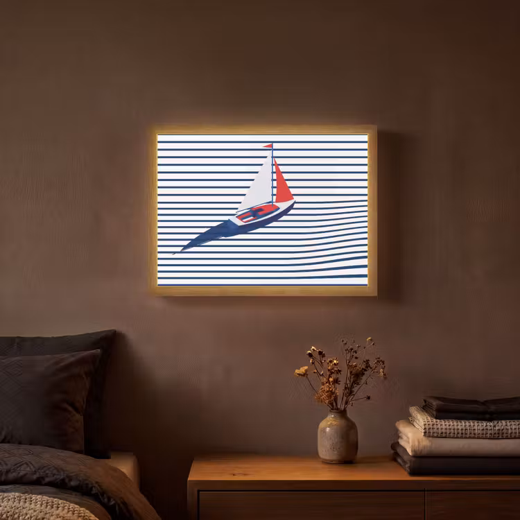 Lightbox - Wandlamp - Boot - Water - Abstract - Blauw — 3