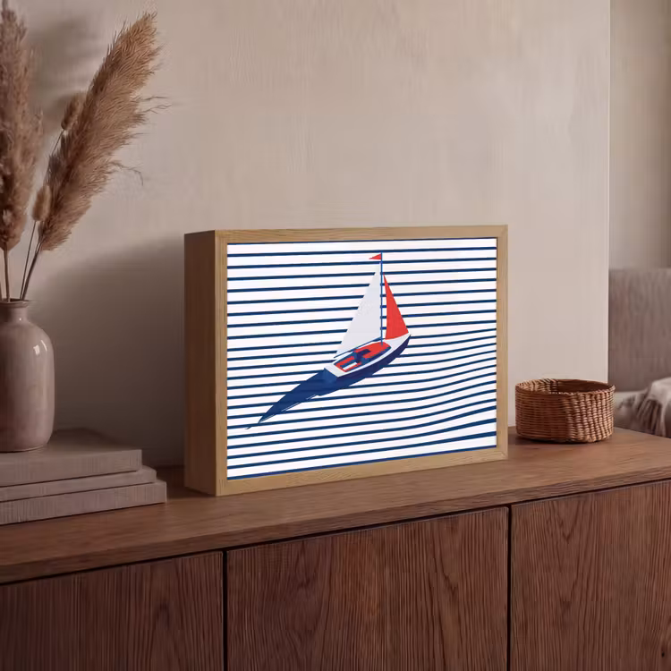 Lightbox - Wandlamp - Boot - Water - Abstract - Blauw — 4