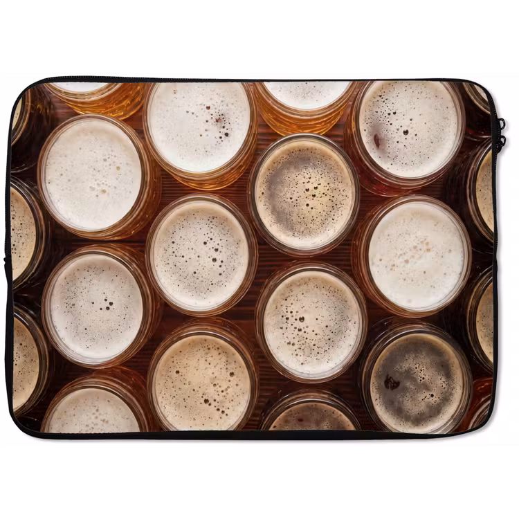 Laptophoes - Eten - Glazen - Drank - Patroon - Bruin — 1