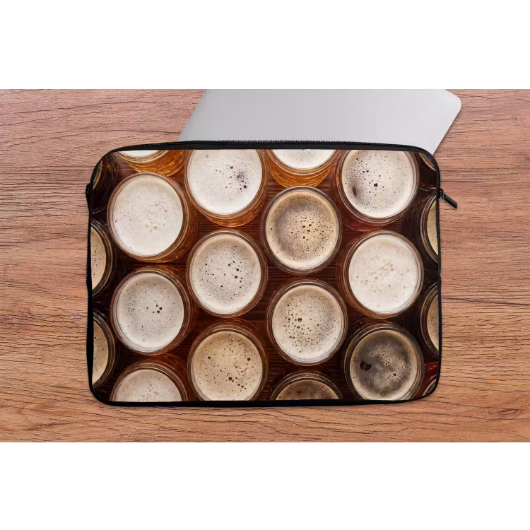 Laptophoes - Eten - Glazen - Drank - Patroon - Bruin — 2