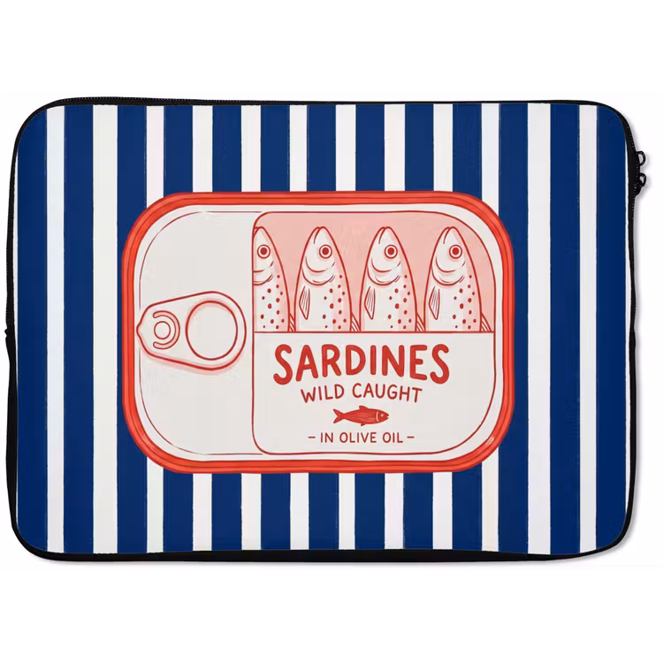 Laptophoes - Eten - Vis - Blik - Illustratie - Rood — 1