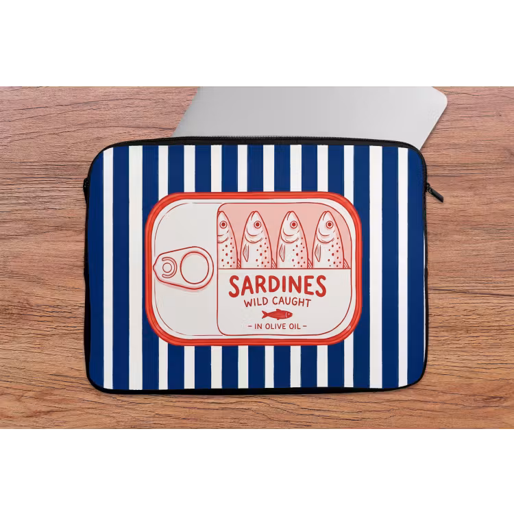 Laptophoes - Eten - Vis - Blik - Illustratie - Rood — 2