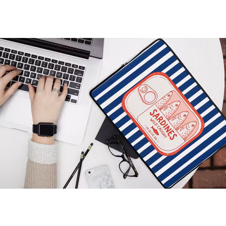 Laptophoes - Eten - Vis - Blik - Illustratie - Rood — 3