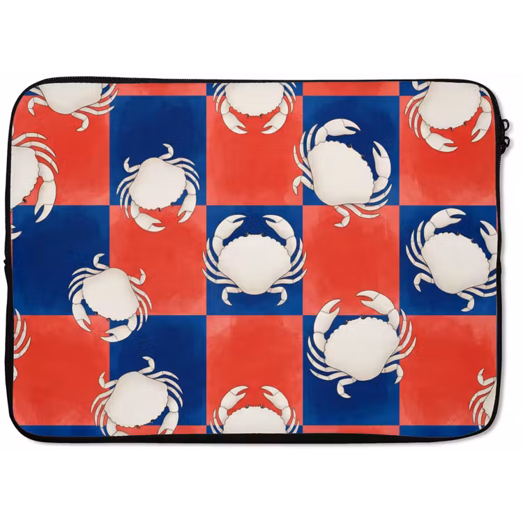 Laptophoes - Patroon - Zeeleven - Rood - Blauw - Abstract — 1