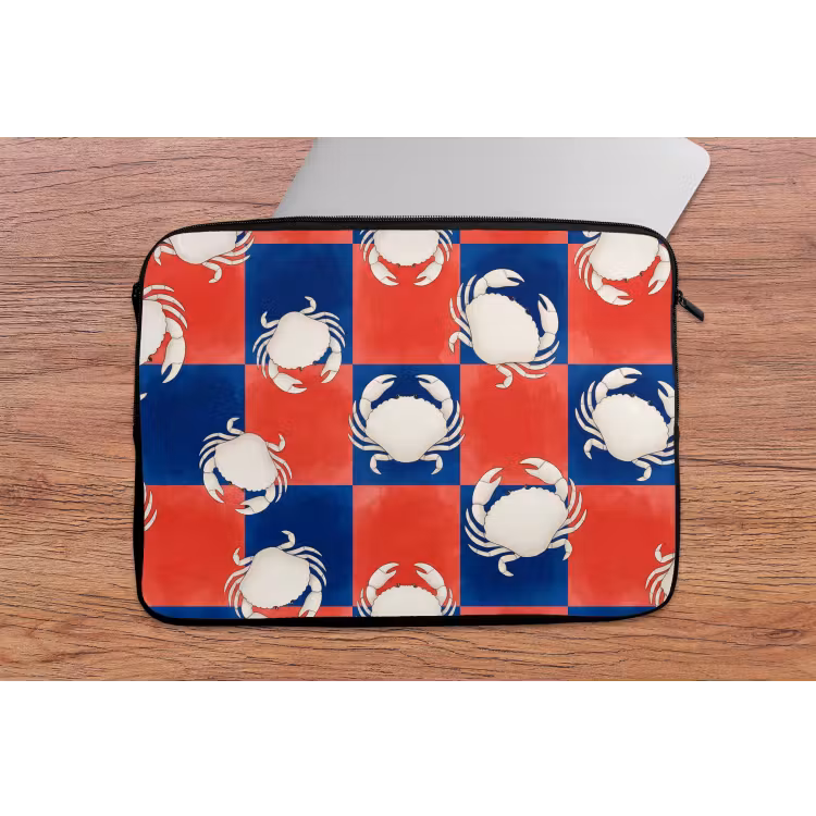 Laptophoes - Patroon - Zeeleven - Rood - Blauw - Abstract — 2