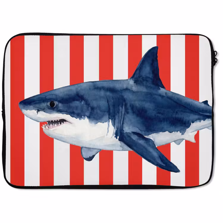Laptophoes - Vis - Haai - Zee - Illustratie - Blauw — 1