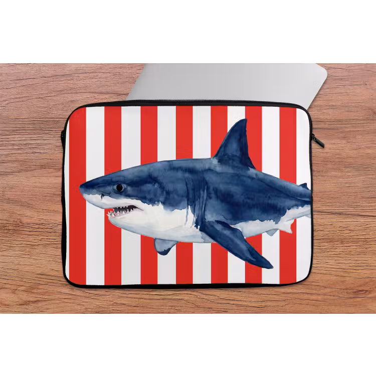Laptophoes - Vis - Haai - Zee - Illustratie - Blauw — 2