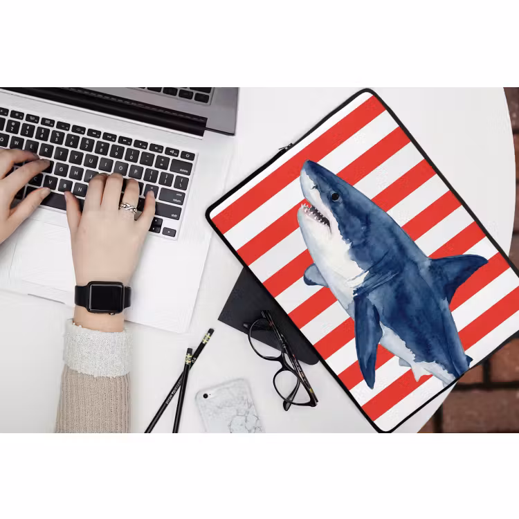 Laptophoes - Vis - Haai - Zee - Illustratie - Blauw — 3