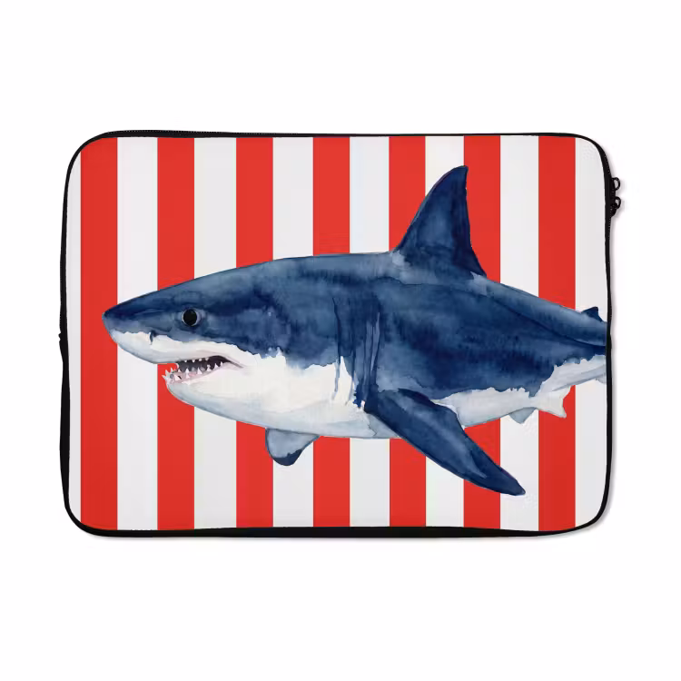 Laptophoes - Vis - Haai - Zee - Illustratie - Blauw — 5