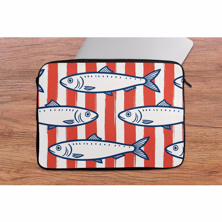 Laptophoes - Vis - Patroon - Strepen - Illustratie - Rood — 2