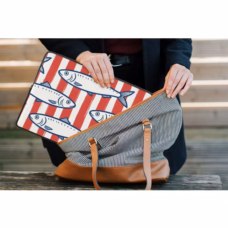 Laptophoes - Vis - Patroon - Strepen - Illustratie - Rood — 4