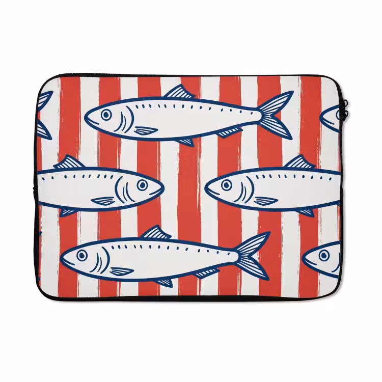Laptophoes - Vis - Patroon - Strepen - Illustratie - Rood — 5