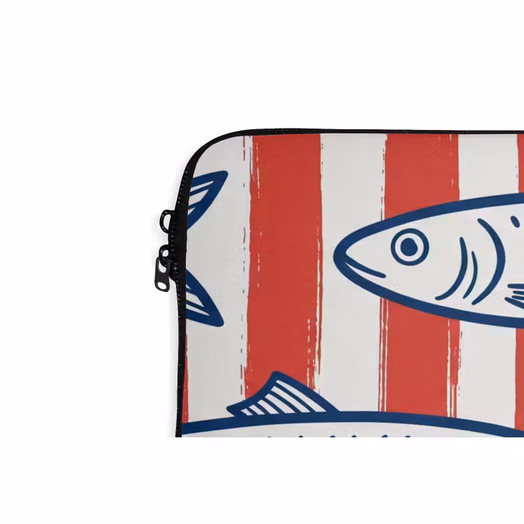 Laptophoes - Vis - Patroon - Strepen - Illustratie - Rood — 6