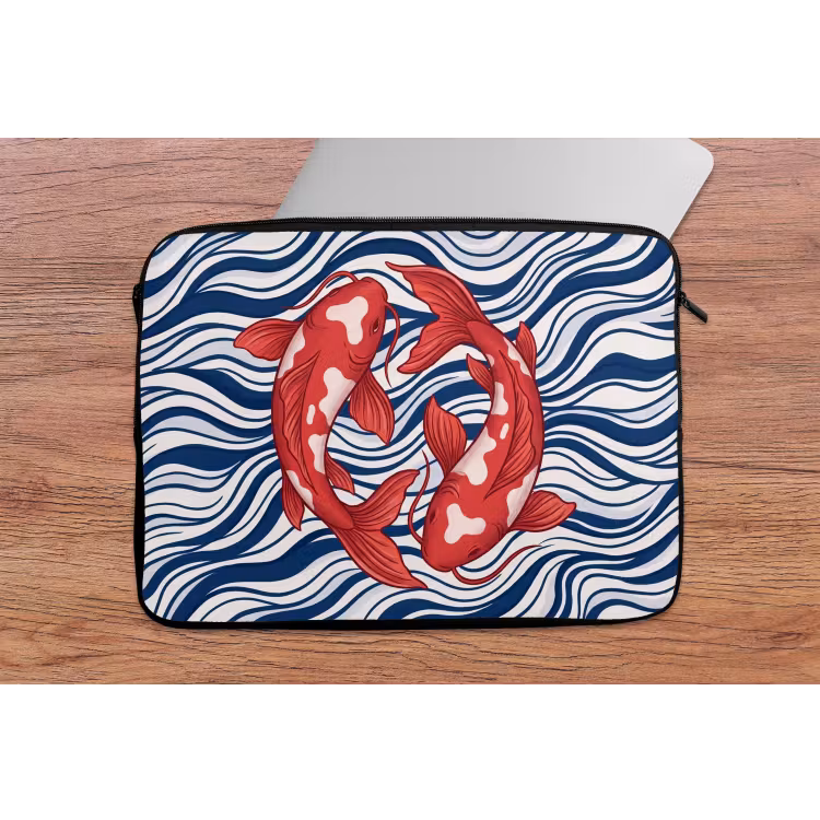 Laptophoes - Vis - Water - Natuur - Illustratie - Rood — 2