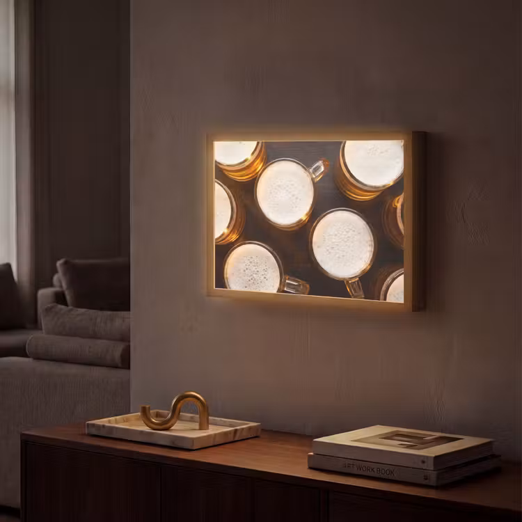 Lightbox - Wandlamp - Bier - Glazen - Schuim - Hout - Drank — 2