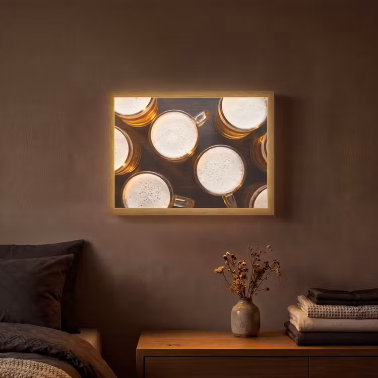 Lightbox - Wandlamp - Bier - Glazen - Schuim - Hout - Drank — 3