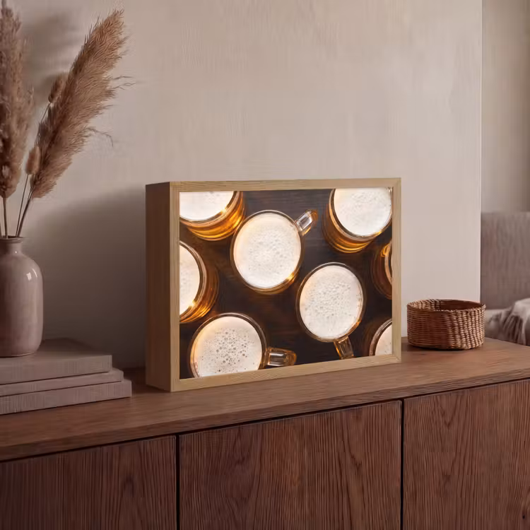 Lightbox - Wandlamp - Bier - Glazen - Schuim - Hout - Drank — 4
