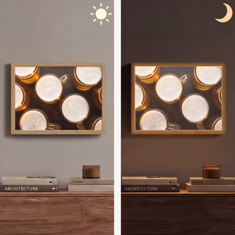 Lightbox - Wandlamp - Bier - Glazen - Schuim - Hout - Drank — 6