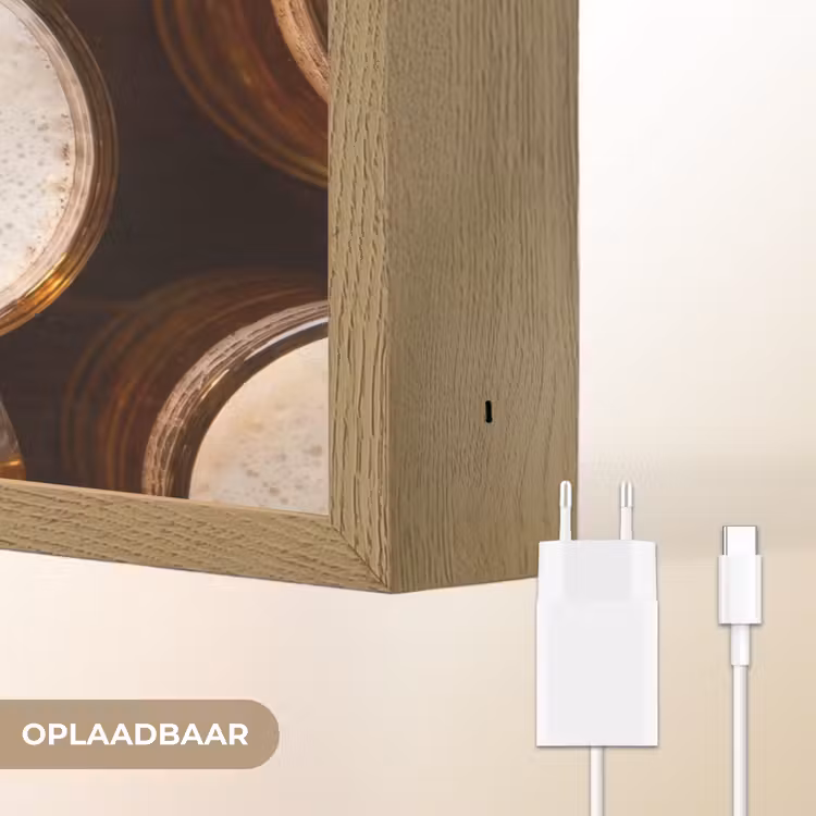 Lightbox - Wandlamp - Bier - Glazen - Schuim - Hout - Drank — 7