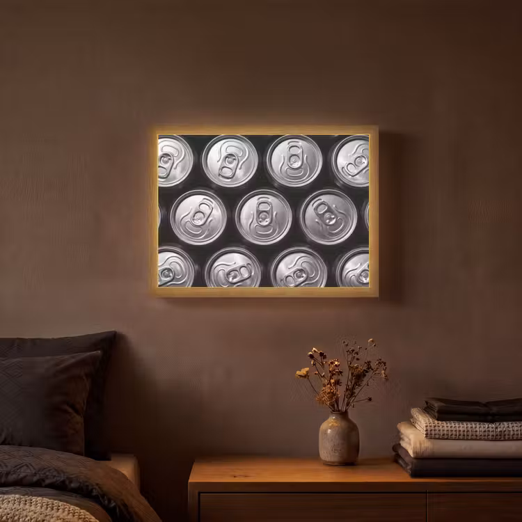 Lightbox - Wandlamp - Blikjes - Aluminium - Patroon - Industrieel - Zilver — 3