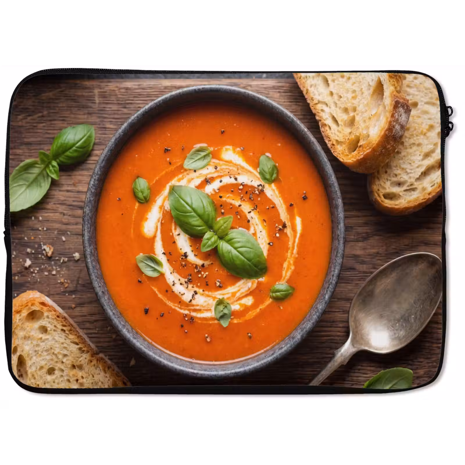 Laptophoes - Eten - Soep - Basilicum - Rustiek - Rood — 1