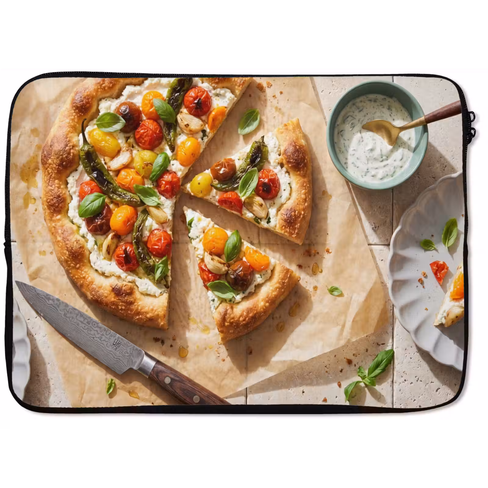 Laptophoes - Eten - Tomaten - Basilicum - Maaltijd - Vers — 1