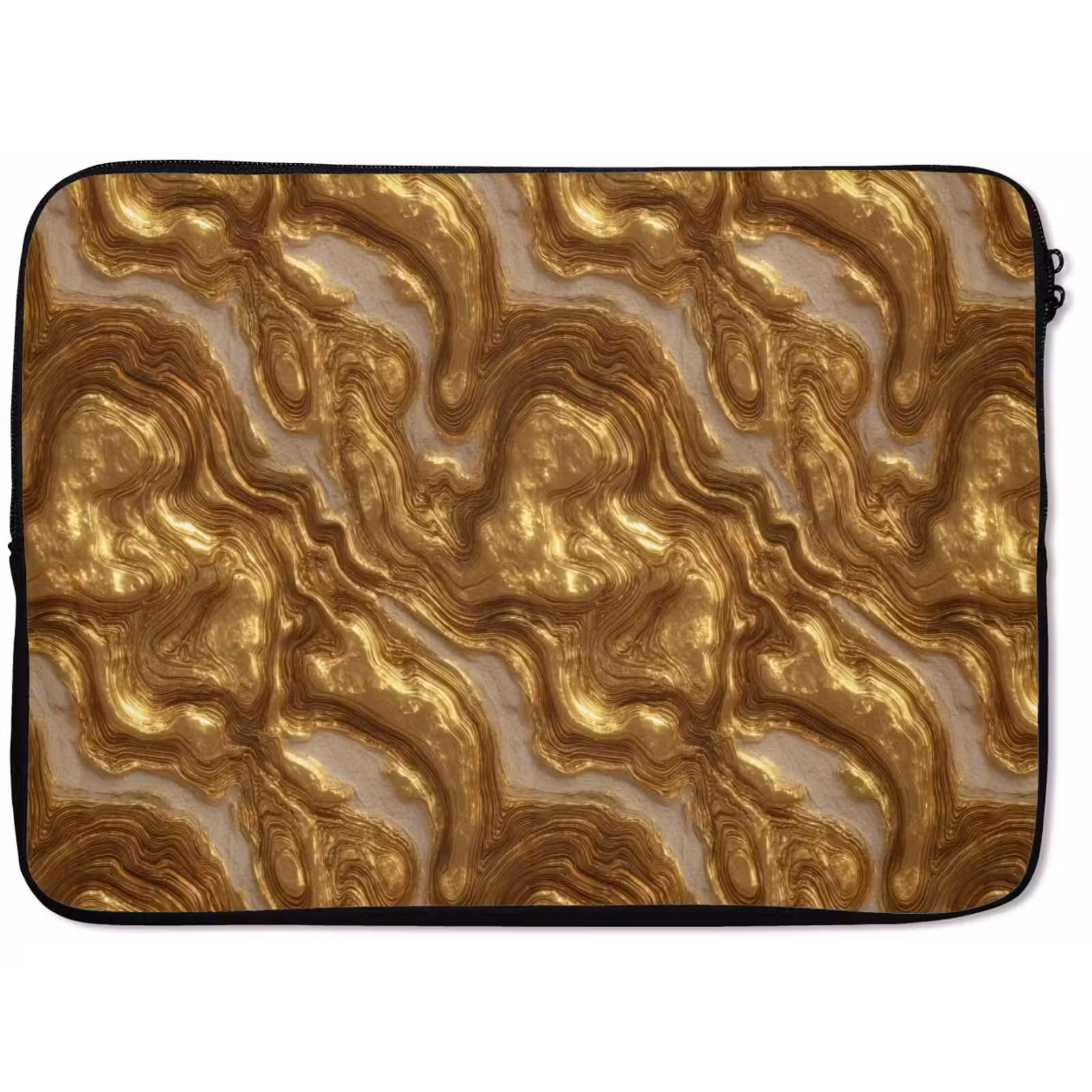 Laptophoes - Golven - Organisch - Goud - Crème — 1