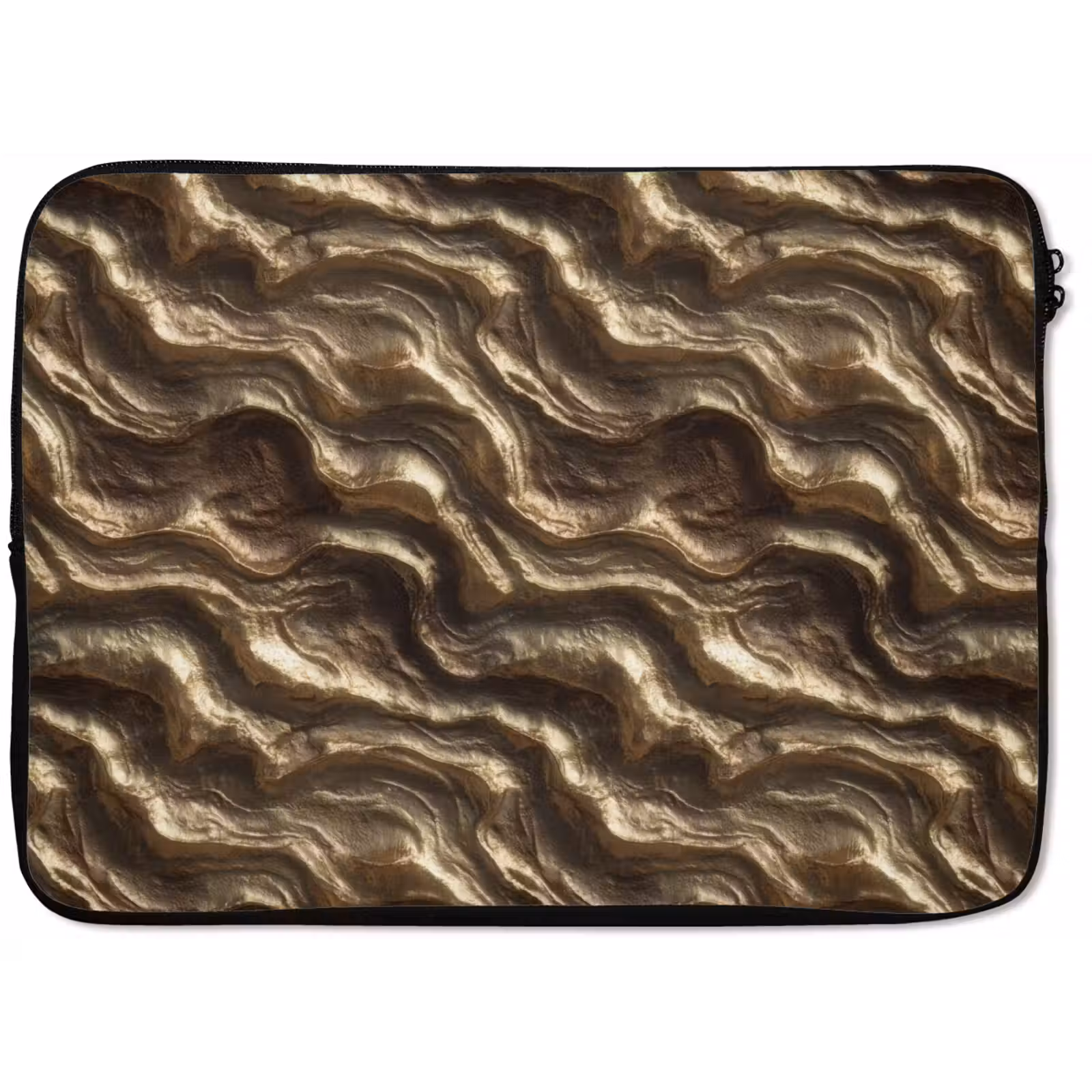 Laptophoes - Reliëf - Golven - Abstract - Bronsgoud — 1