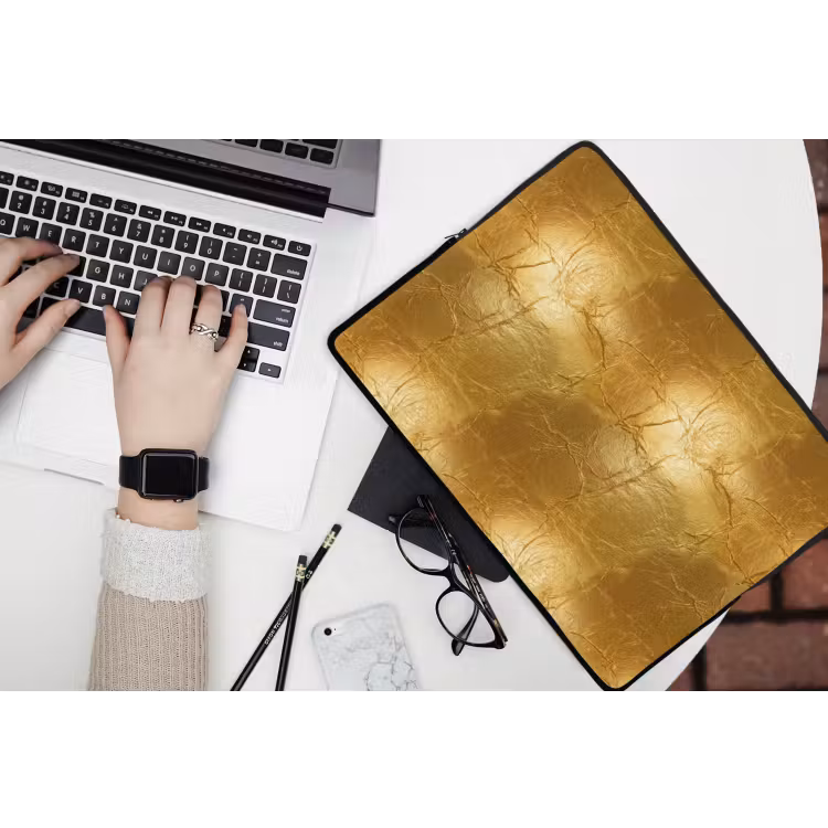 Laptophoes - Bladgoud - Vintage - Textuur - Warm Goud — 3