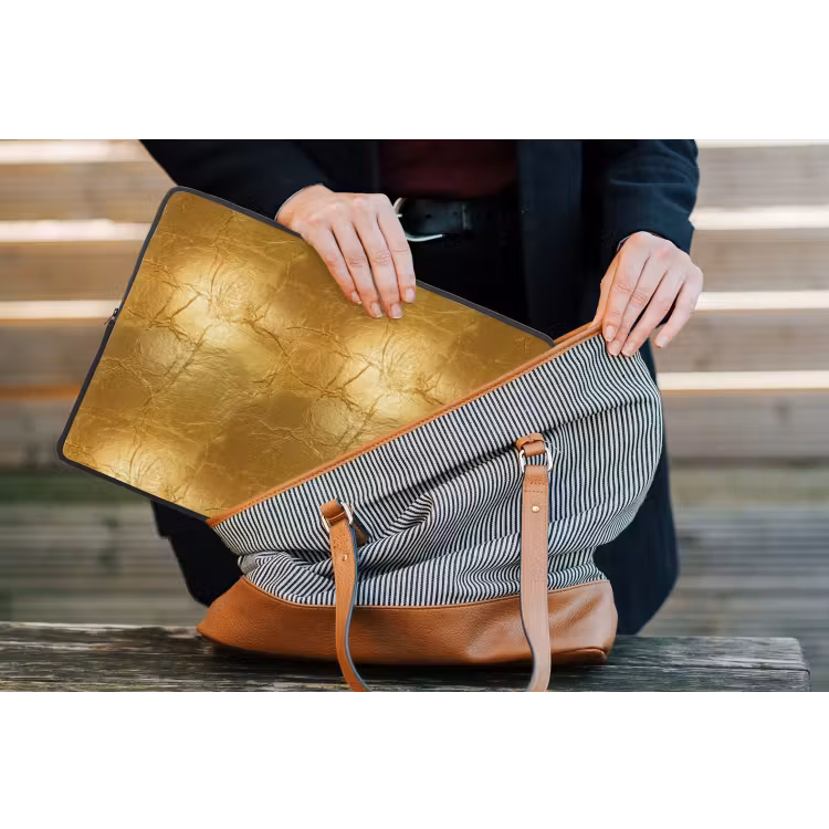 Laptophoes - Bladgoud - Vintage - Textuur - Warm Goud — 4