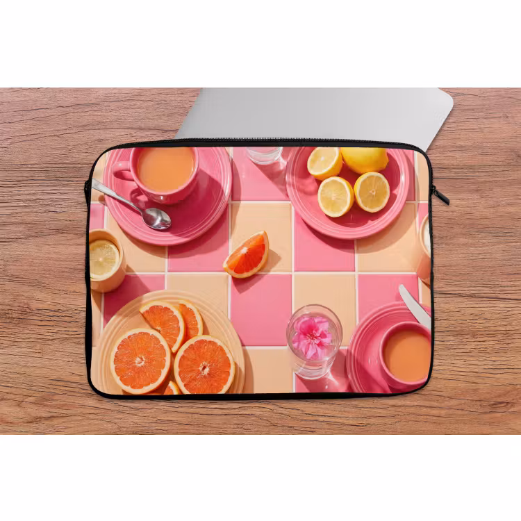 Laptophoes - Eten - Citrusvruchten - Stillevens - Roze - Oranje — 2