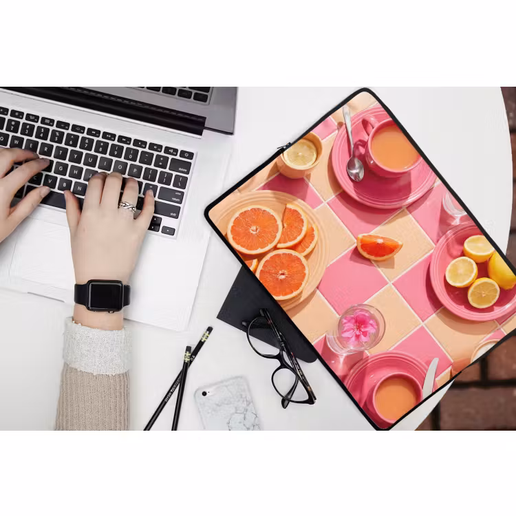 Laptophoes - Eten - Citrusvruchten - Stillevens - Roze - Oranje — 3