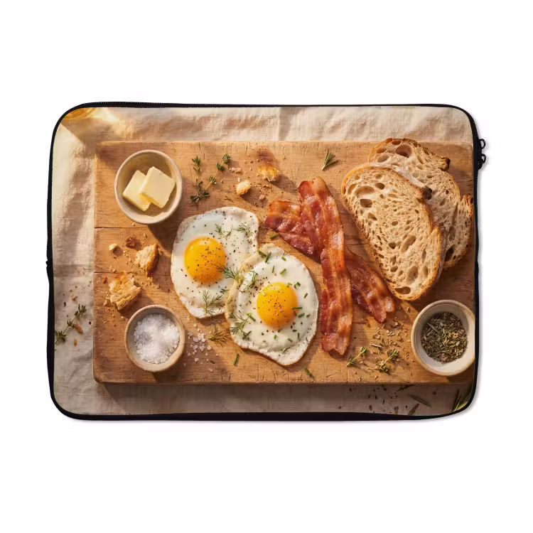 Laptophoes - Eten - Ontbijt - Hout - Rustiek - Geel — 5